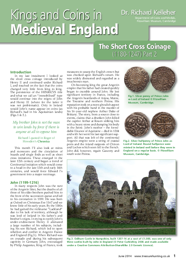 (PDF) Kings and Coins in Medieval England VIII: Short Cross part 2