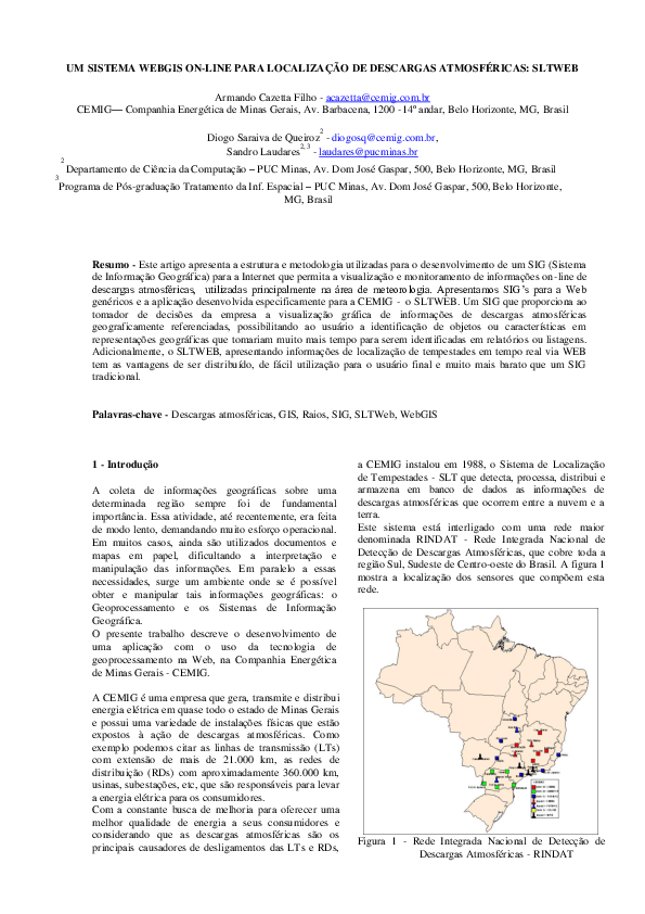 (PDF) UM SISTEMA WEBGIS ON-LINE PARA LOCALIZAÇÃO DE DESCARGAS ...