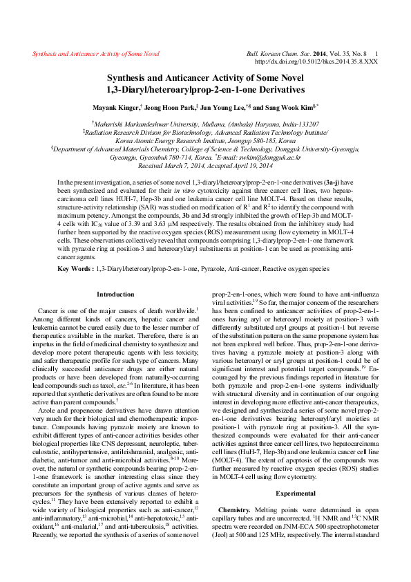 (PDF) Synthesis and Anticancer Activity of Some Novel 1,3-Diaryl ...