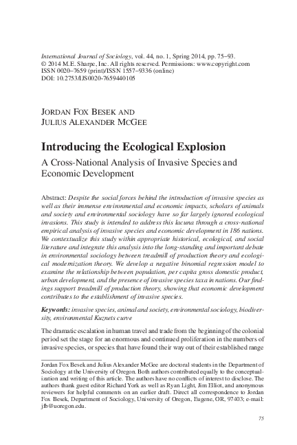 (PDF) Introducing the Ecological Explosion A Cross-National Analysis of ...