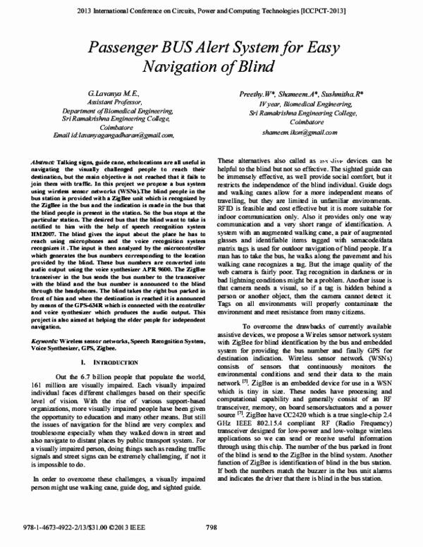 (PDF) Passenger BUS Alert System for Easy Navigation of Blind