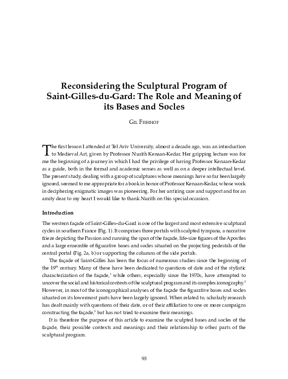 (PDF) "Reconsidering the Sculptural Program of SaintGillesduGard