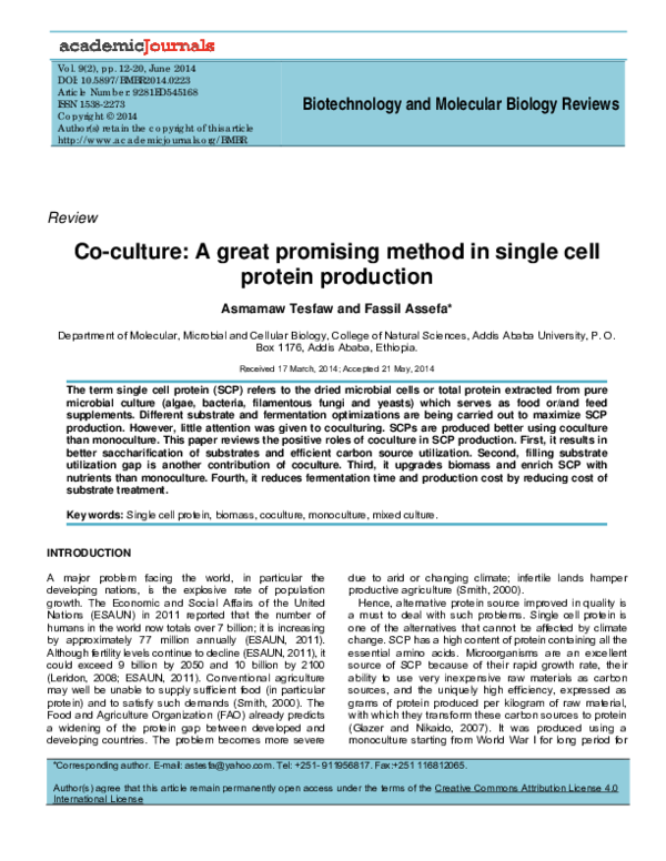 (PDF) Coculture a great promising method in single cell protein