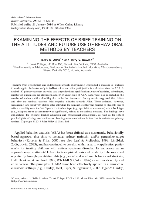 (PDF) Examining the Effects of Brief Training on the Attitudes and ...