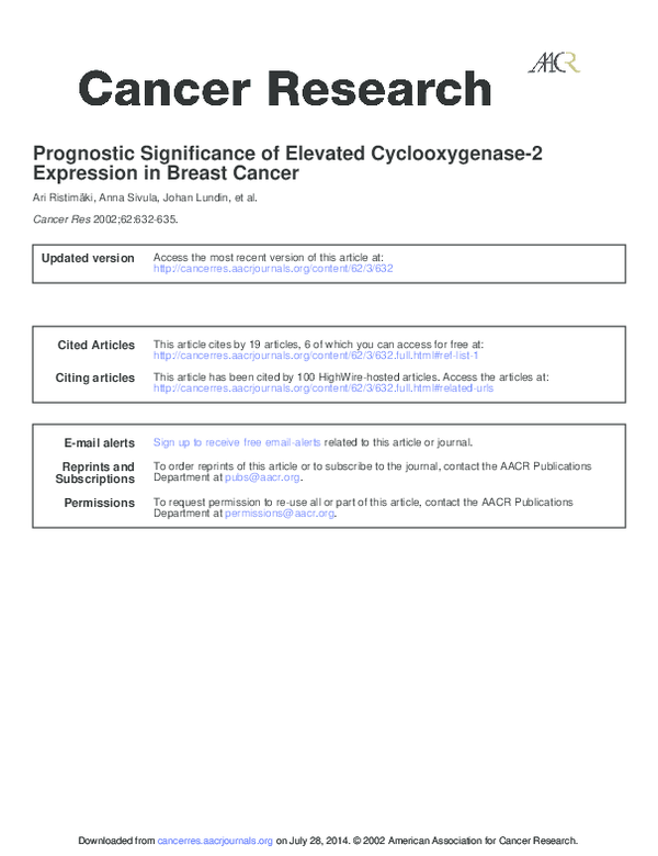 (PDF) Prognostic Significance of Elevated Cyclooxygenase2 Expression in ...