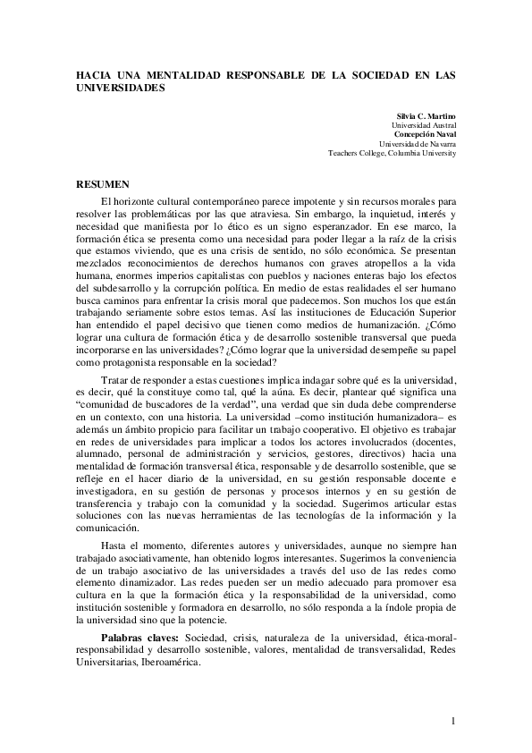 Pdf Responsabilidad Social Universitaria