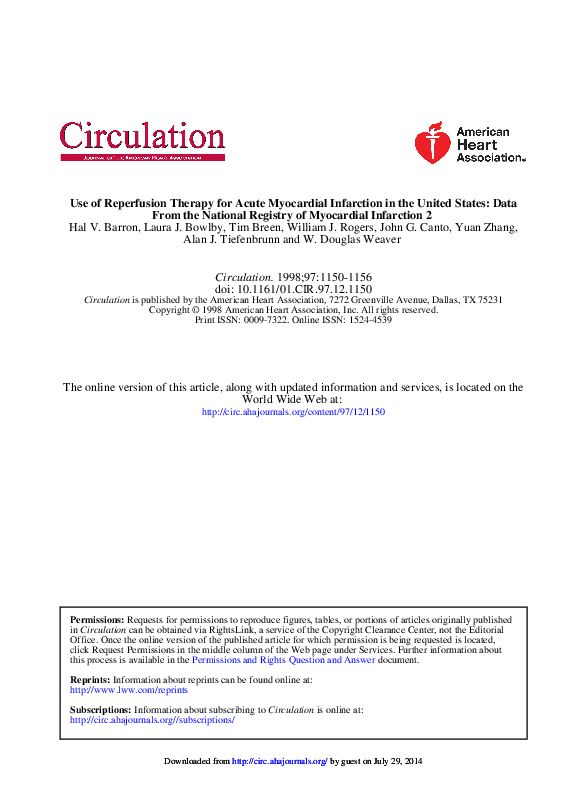 (PDF) Use of Reperfusion Therapy for Acute Myocardial Infarction in the ...