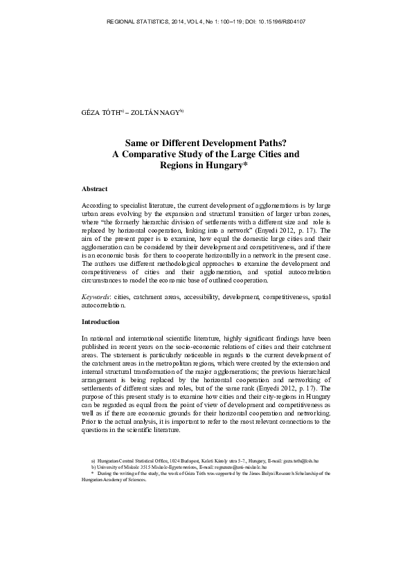 (PDF) Same or Different Development Paths? A Comparative Study of the ...
