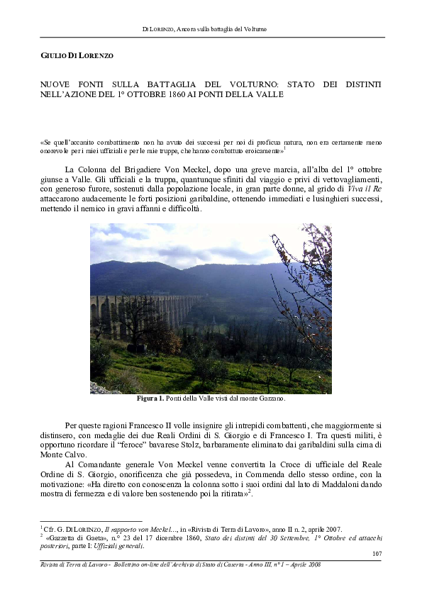 (PDF) Nuove fonti sulla Battaglia del Volturno 