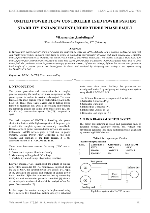 (PDF) UNIFIED POWER FLOW CONTROLLER USED POWER SYSTEM