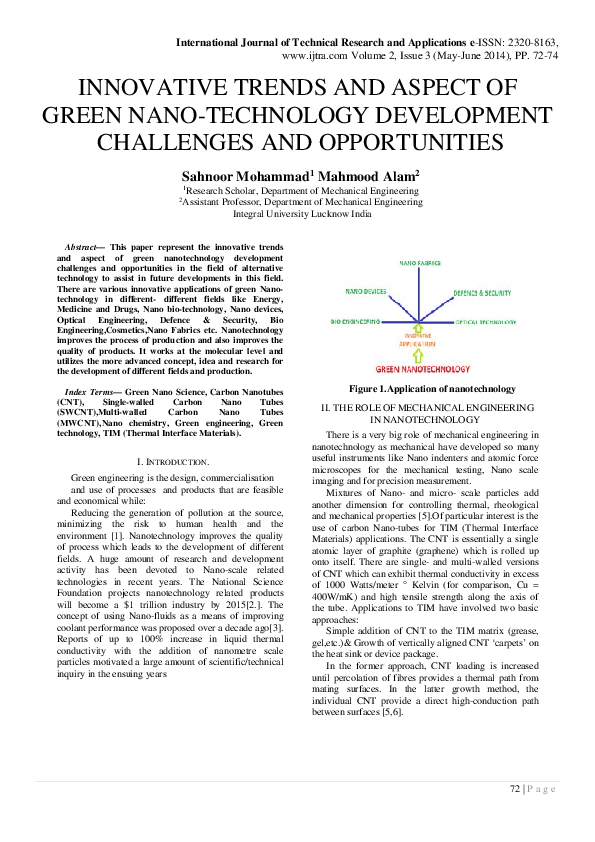 (PDF) Innovative Trends And Aspect Of Green Nano Technology Development ...