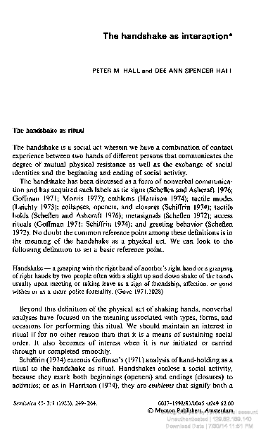 (PDF) The Handshake äs interaction