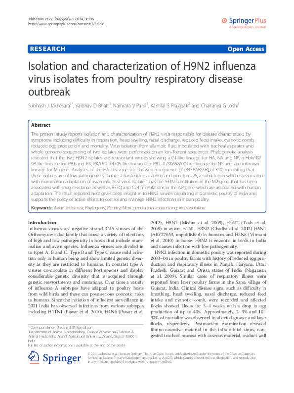 (PDF) Isolation and characterization of H9N2 influenza virus isolates ...
