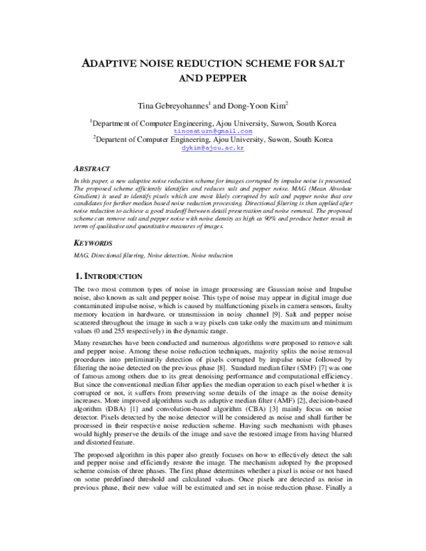 (PDF) ADAPTIVE NOISE REDUCTION SCHEME FOR SALT AND PEPPER
