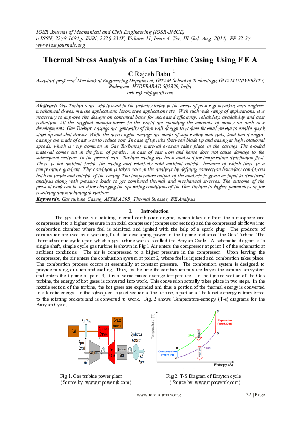 (PDF) Thermal Stress Analysis of a Gas Turbine Casing Using F E A