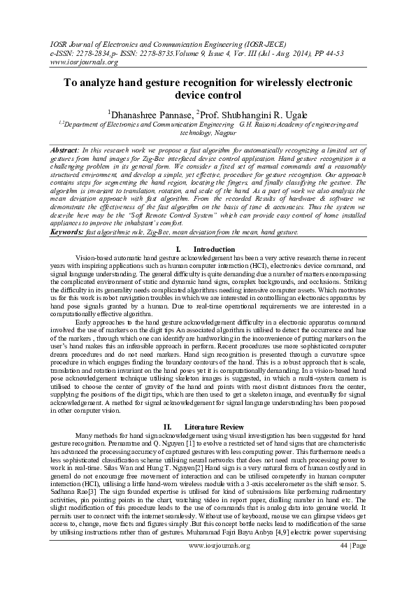 (PDF) To analyze hand gesture recognition for wirelessly electronic ...