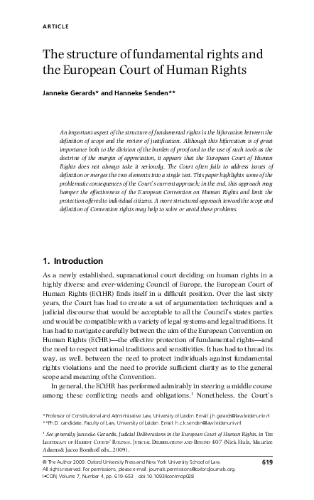 (PDF) The structure of fundamental rights and the European Court of ...