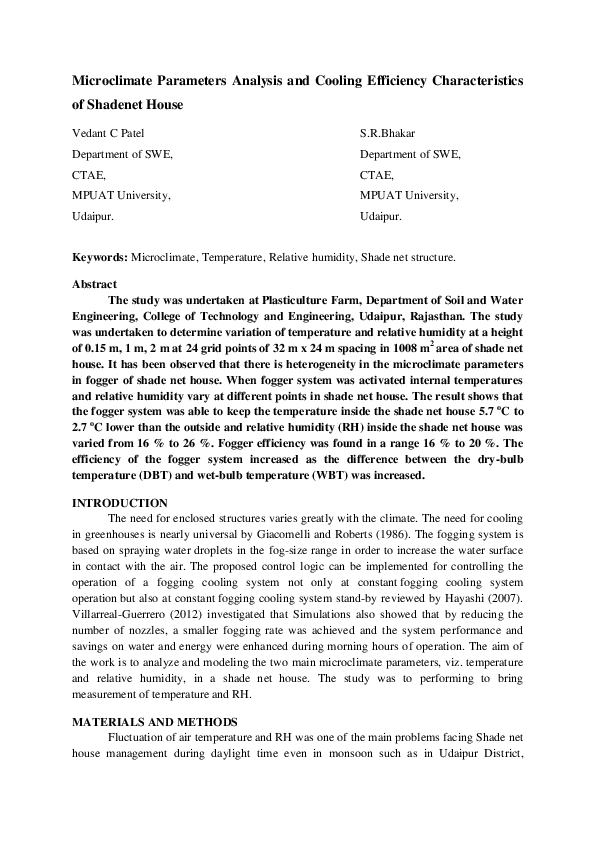 (DOC) Microclimate Parameters Analysis and Cooling Efficiency ...