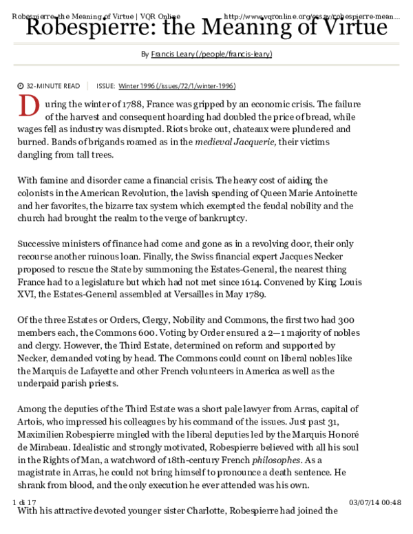 (PDF) Robespierre the Meaning of Virtue Ettore Colombo Academia.edu