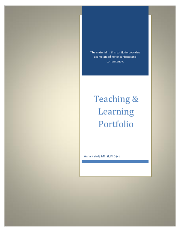 (PDF) Teaching and Learning Portfolio