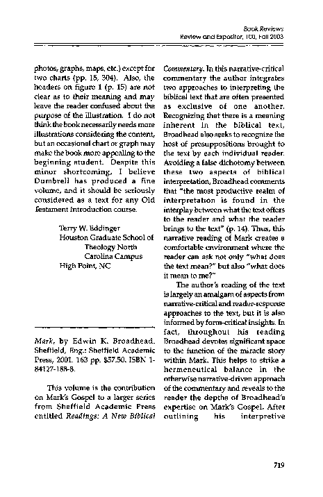 (PDF) Review of Edwin K. Broadhead, Mark (Readings; Sheffield ...
