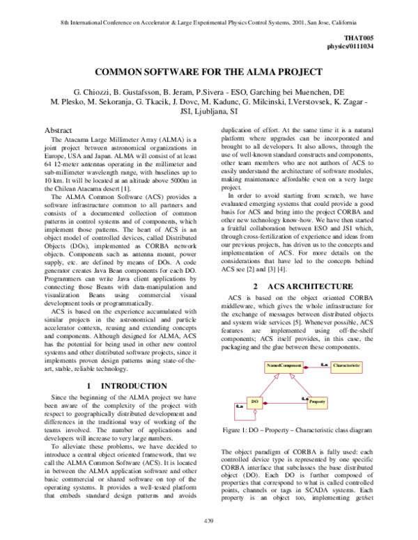 (PDF) Common Software for the ALMA project