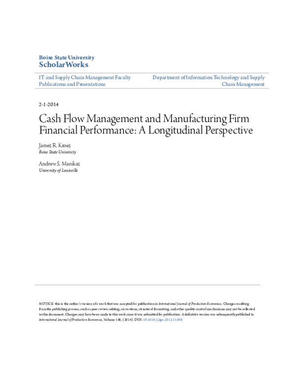 (PDF) Cash Flow Management and Manufacturing Firm Financial Performance ...