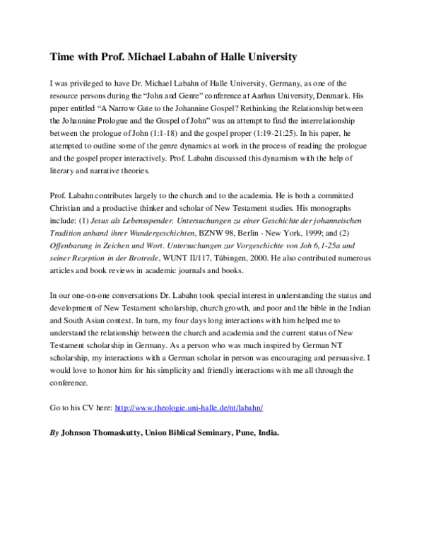 (PDF) Time with Prof. Michael Labahn of Halle University
