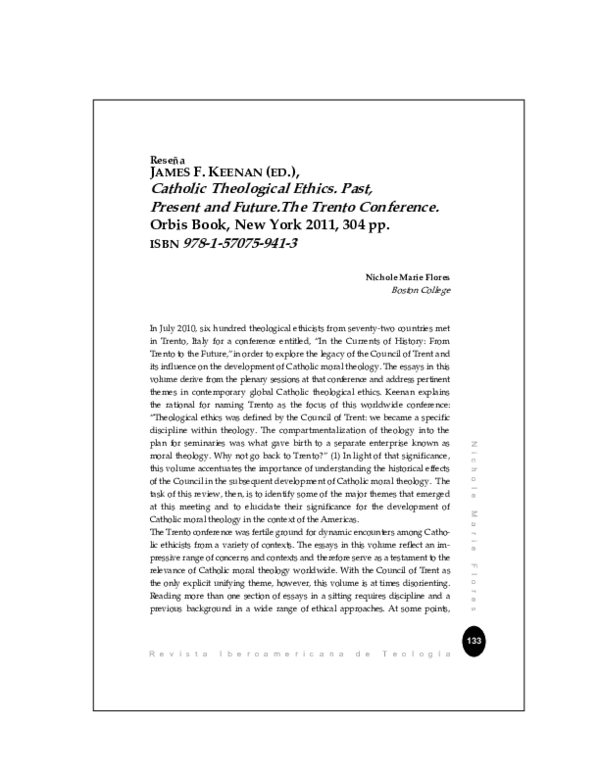 (PDF) “Review of Catholic Theological Ethics, Past, Present, and Future”