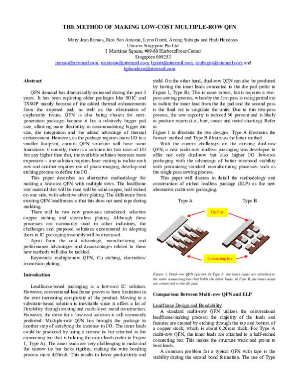 (PDF) The Method of Making Low-Cost Multiple-Row QFN