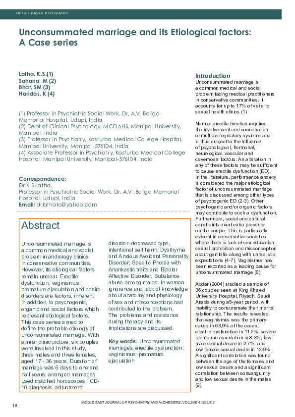 (PDF) unconsummated marriages