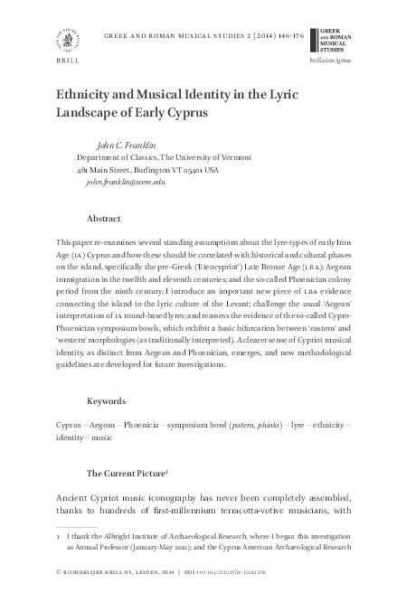 (PDF) “Ethnicity and Musical Identity in the Lyric Landscape of Early ...