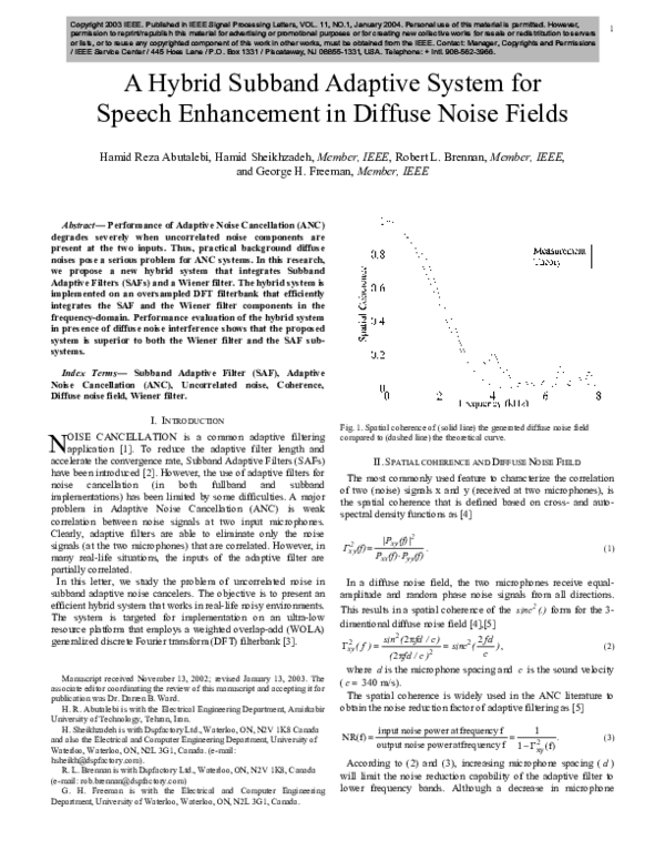 (PDF) A hybrid subband adaptive system for speech enhancement in ...
