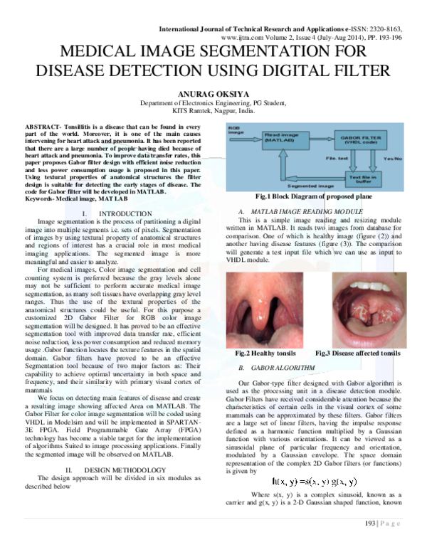 (PDF) MEDICAL IMAGE SEGMENTATION FOR DISEASE DETECTION USING DIGITAL FILTER