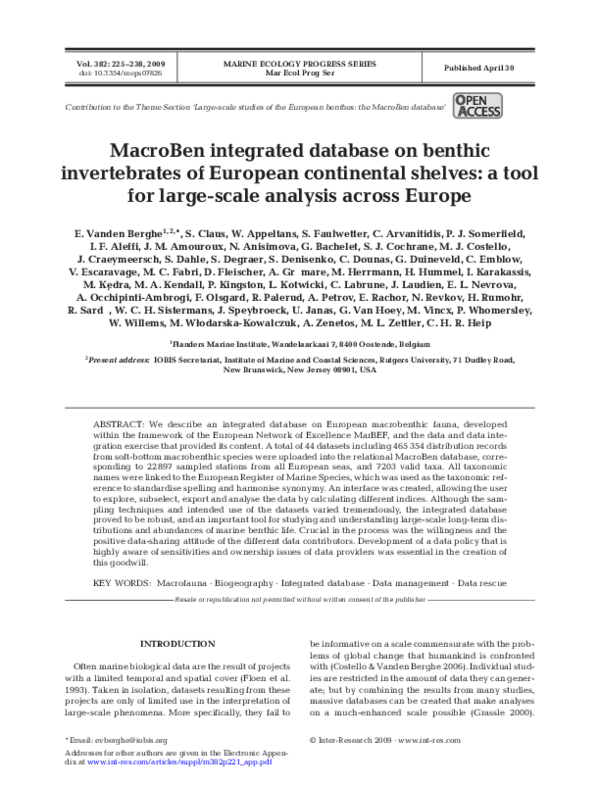 (PDF) MacroBen Integrated Database on Benthic Invertebrates of European ...