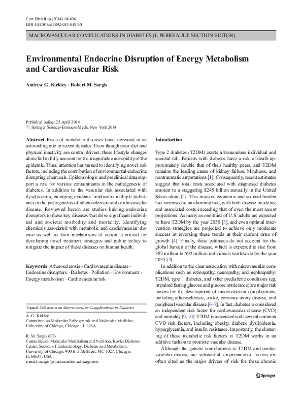 (PDF) Environmental Endocrine Disruption of Energy Metabolism and ...