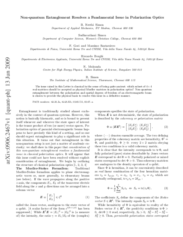(PDF) Non-quantum entanglement resolves a fundamental issue in ...