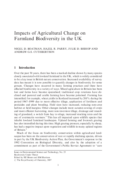 (PDF) Impacts of Agricultural Change on Farmland Biodiversity In the UK