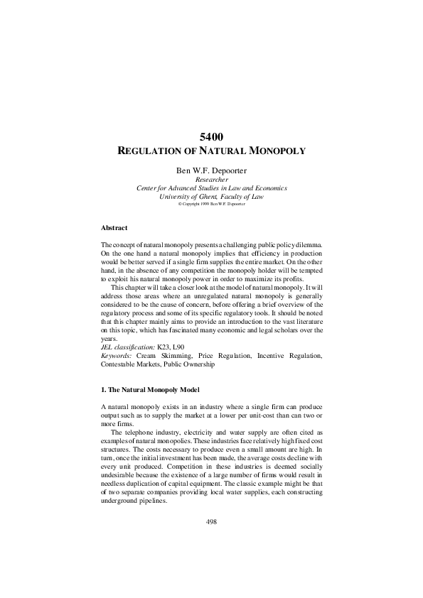 Regulated monopolies essay image