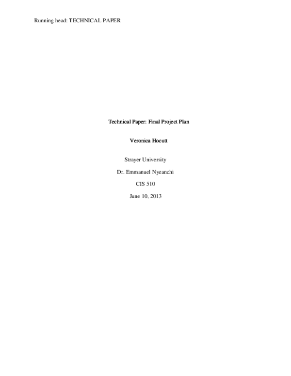 (DOC) Technical Paper: Final Project Plan