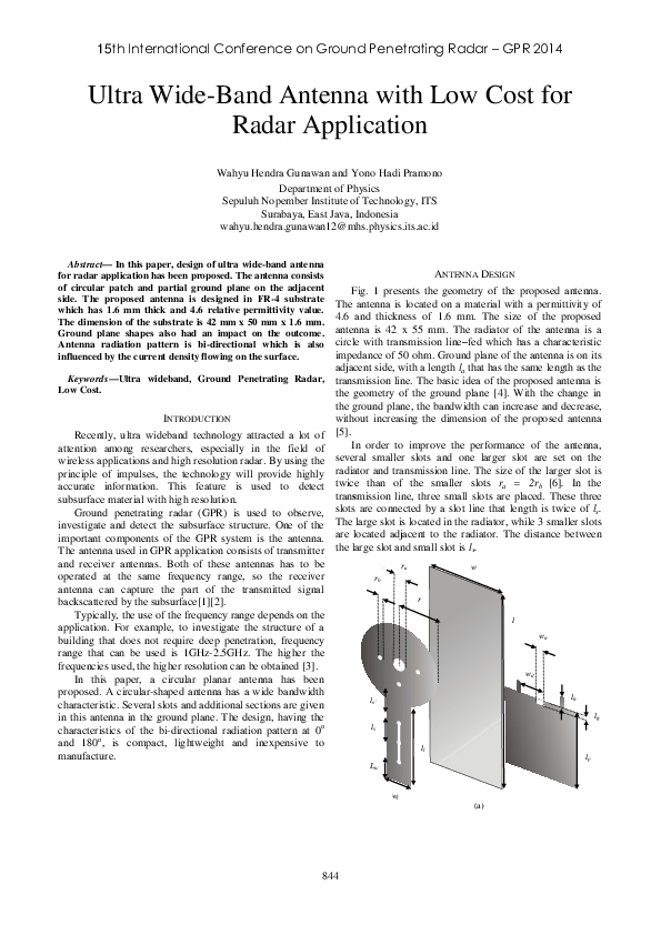 (PDF) Ultra Wide-Band Antenna with Low Cost for Radar Application