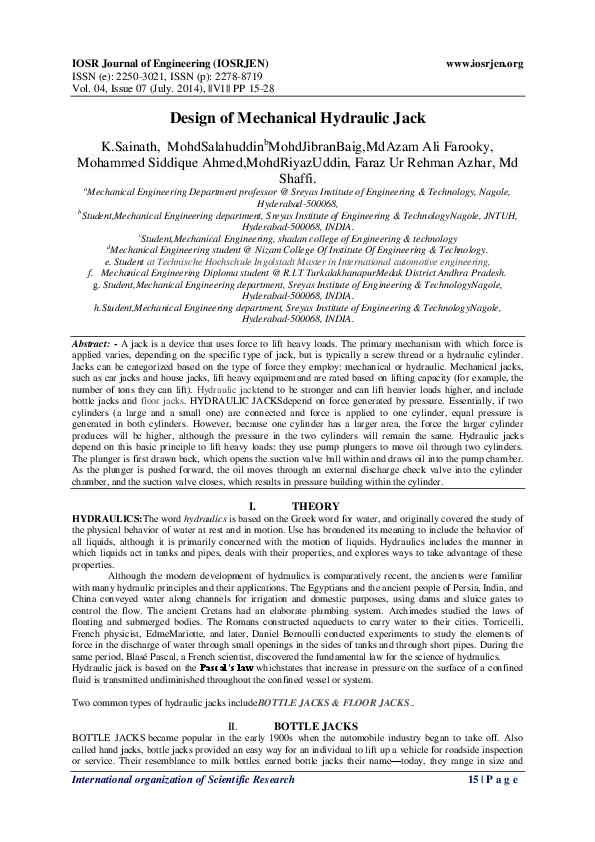 Pdf Iosr Journal Of Engineering Iosr Jen Volume 4 Issue 7