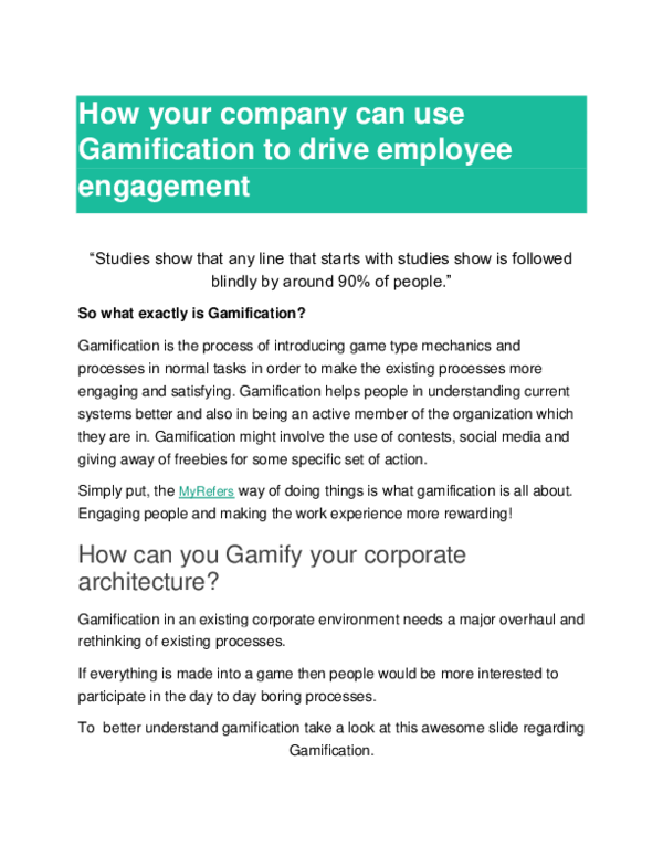 (PDF) How your company can use gamification to boost employee engagement