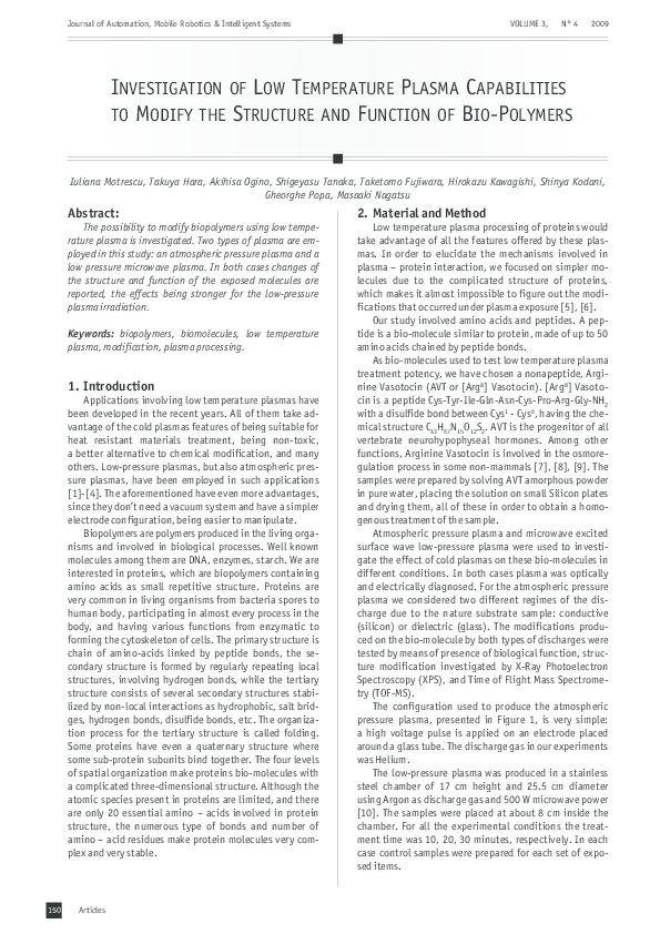 (PDF) Investigation of Low Temperature Plasma Capabilities to Modify ...