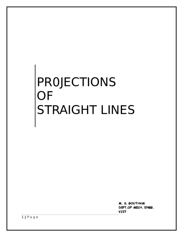(DOC) PR0JECTIONS OF STRAIGHT LINES