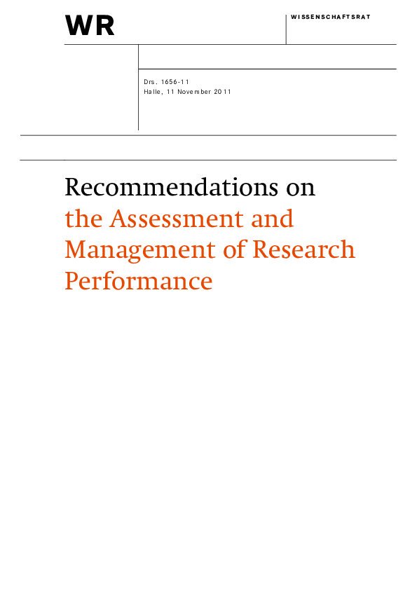 (PDF) Recommendations on the Assessment and Management of Research ...