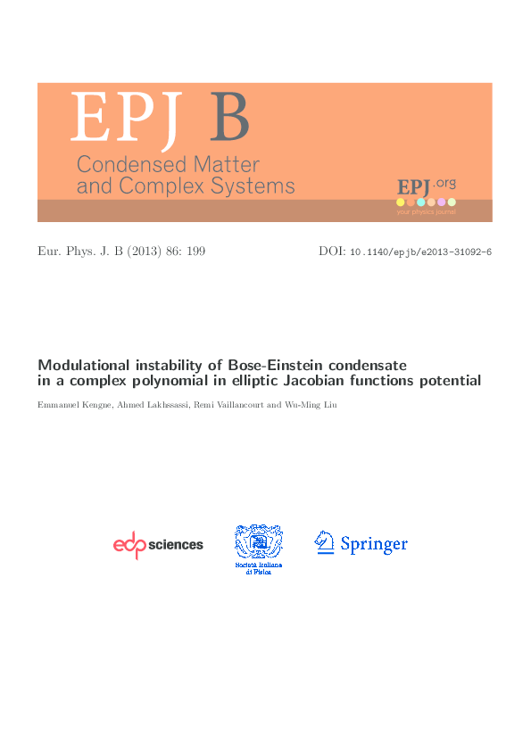 (PDF) Modulational instability of Bose-Einstein condensate in a complex ...