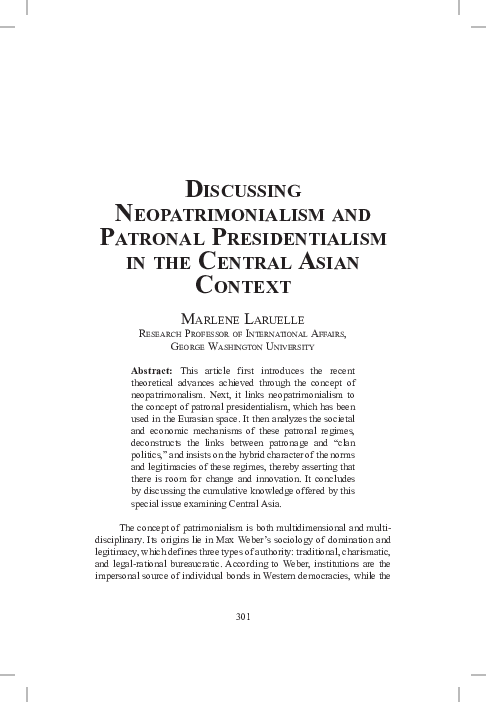 (PDF) “Discussing Neopatrimonialism and Patronal Presidentialism in the ...