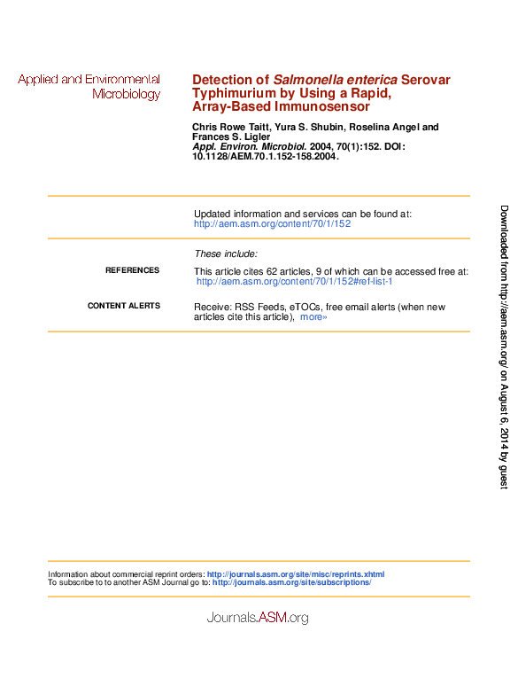 (PDF) Detection of Salmonella enterica Serovar Typhimurium by Using a ...