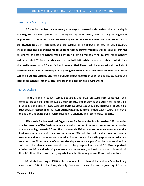 Effects of total quality management on an organization image